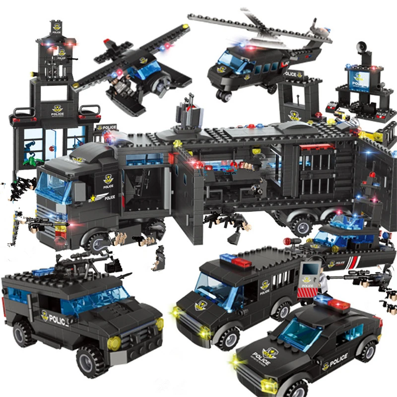 

1095Pcs City Police SWAT Riot Special Police Commandos Building Blocks Sets LegoINGs Technic Juguetes Bricks Playmobil Kids Toys