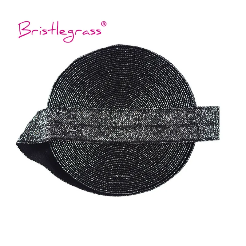 Silver Glitter Fold Over Elastic Bands - 5/8 Spandex Trim for Hair Accessories & Sewing Projects
