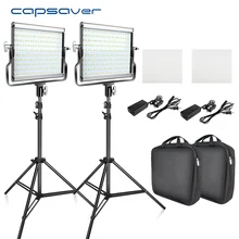 Capsaver l4500 led 비디오 라이트 키트 dimmable 3200 k-5600 k 15 w cri 95 스튜디오 포토 램프 youtube shoot 용 삼각대가있는 금속 패널(China)