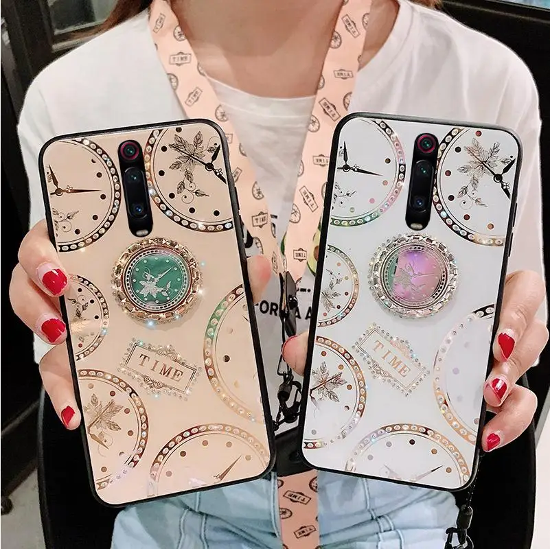 Для Xiao mi Red K20 K20Pro чехол Роскошные Алмазные часы с 3D кольцом подставка защитный на