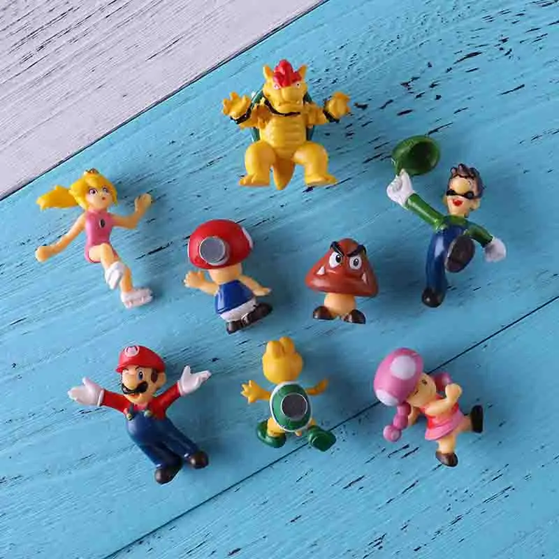 8/19 шт. Новое поступление 3D Super Mario Bros магниты на холодильник стикер сообщений взрослого человека девочка детские игрушки для мальчиков подарок на день рождения - Цвет: 8Pcs
