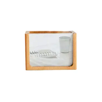 

Wooden Pen Holder with Photo Frame Multifunction Home Office Storage Decoration