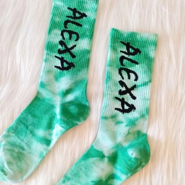 New Fashion Tie-dye Men and Women Socks Cotton Colorful Vortex Hook 19 Styles HipHop Skateboard Funny Happy Soft Girls Sockings Ivory