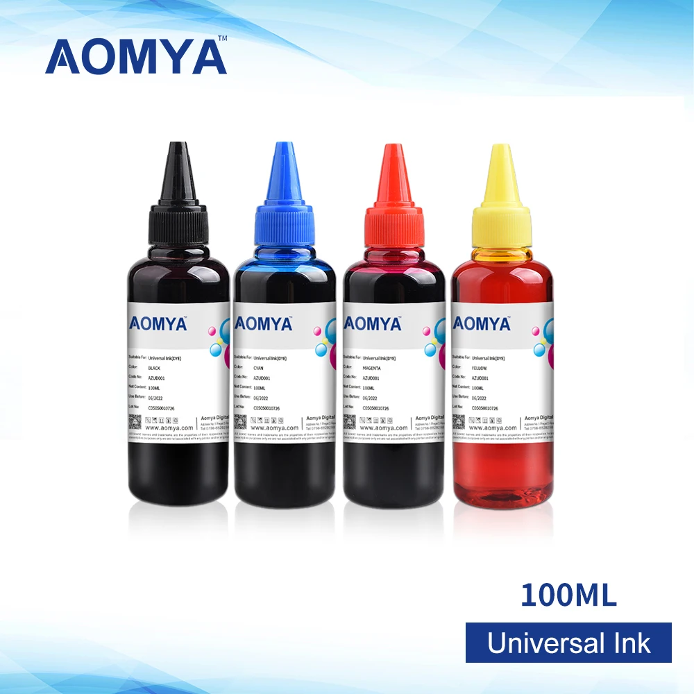 Универсальные чернила для заправки Aomya 100 мл * 4 насыпной краски Epson Canon HP струйного