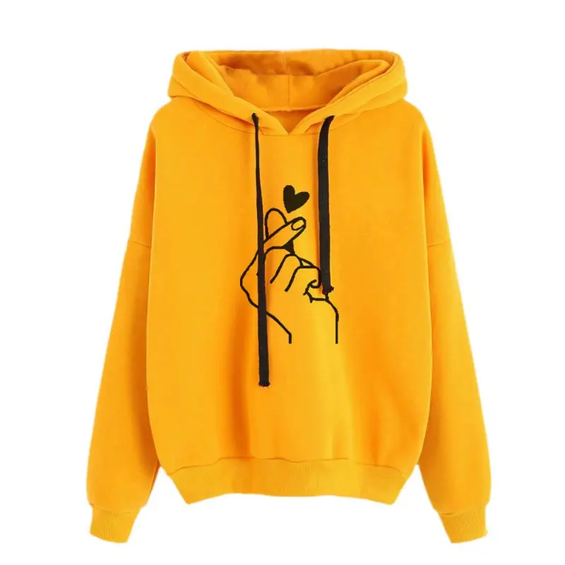  2019 New Women Simple Autumn Cute Print Plus Velvet Sweatshirts Warm Long Sleeve Loose hoodies Swea
