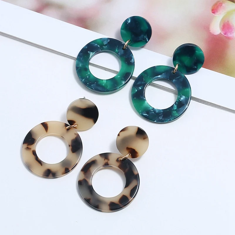 

Fashion Jewelry Leopard Earrings Acetate Personality Atmosphere Exaggerated Edition Geometric Circle Earrings For Women Party