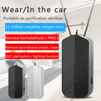 

Personal Wearable Air Purifier Necklace Mini Portable Air Freshener Ionizer UVC Ultraviolet Sterilizer Negative Ion Generator