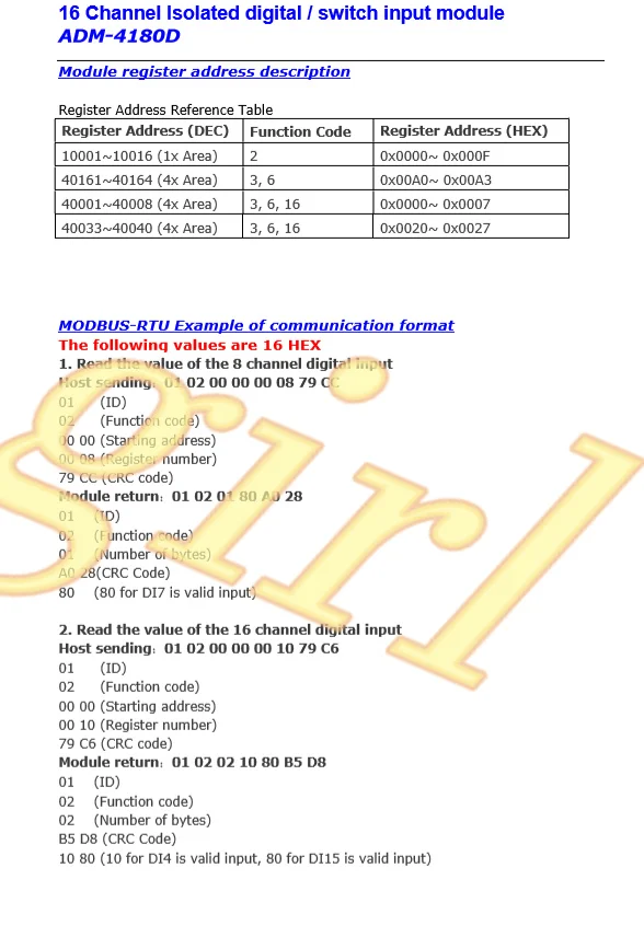 ADM-4180D 16-канальный коммутатор модуль сбора 16DI модуль ввода цифровых сигналов MODBUS RS485 связи