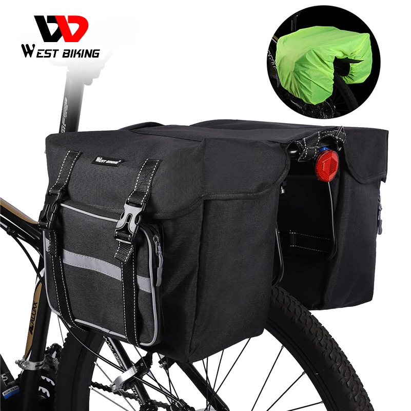 

WEST BIKING Bicycle Bags 25L Large Capacity Cycling Rear Double Side Travel Bag Rain Cover Tail Seat Pannier Bike Rack Trunk Bag