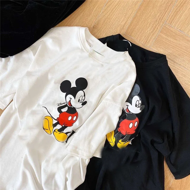 Disney Girl T Shirt Fashion Luxury Designer Tshirt Mickey Mouse Stitch Summer Dumbo Cartoon Print Women T-Shirt Cotton Tops | Женская