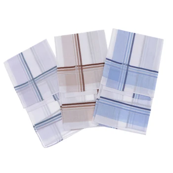 

3Pcs Square Plaid Stripe Handkerchiefs Men Handkerchief Plaids Square Cotton Hanky Soft Kerchiefs Hankie For Wedding 40*40CM