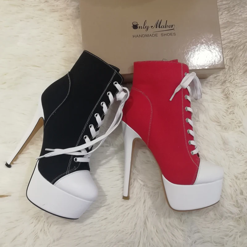 Onlymaker Women's Canvas Platform Lace 