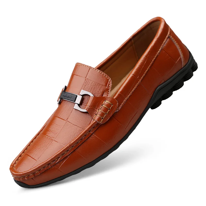 Новинка; Мужская обувь; кожаные повседневные лоферы на плоской подошве; мужские мокасины; Мужская обувь без шнуровки; кожаная легкая обувь для вождения; - Цвет: 26178zong