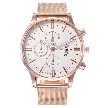 

Fashion men's stainless steel mesh belt watch exquisite multi-colored band calendar dial quartz watch fashion casual wrist watch