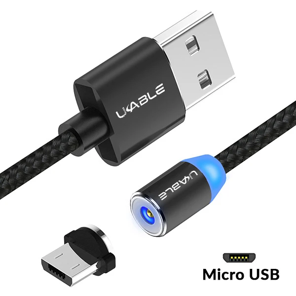 1 м Магнитный кабель Micro USB с нейлоновой оплеткой светодиодный кабель для быстрой зарядки type-C для iPhone 7 8 X XS 11 samsung S8 9 Android Mobile