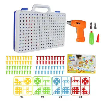 

RCtown Children DIY Jigsaw 3D Creative Puzzle Kids Electric Drill Assembly Toy Intellectual Development Manual Building Blocks