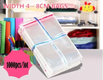 

1000pcs/lot 4-8cm Width Clear Cellophane Cello Bags Plastic OPP Card Display Self Adhesive Peel Seal bag free shipping