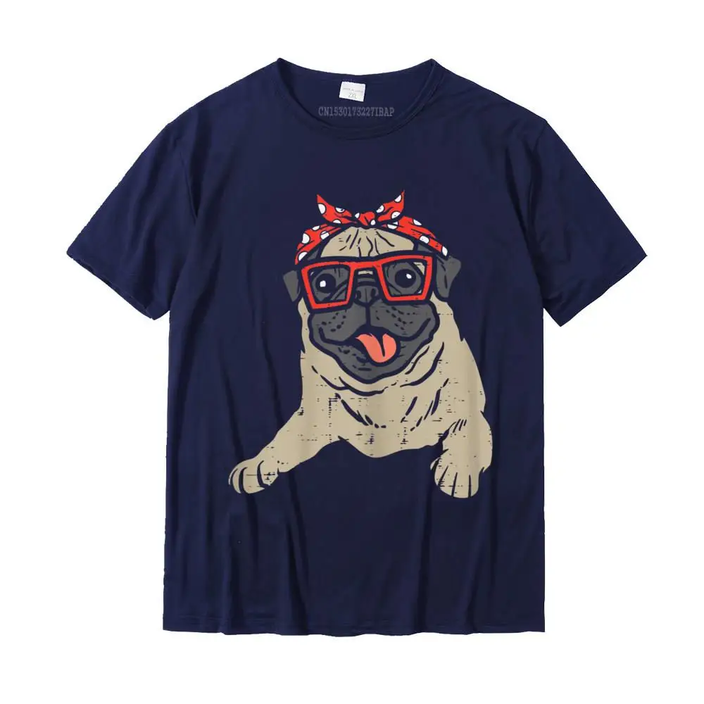 Printed Print Crewneck T Shirts Mother Day Tops T Shirt Short Sleeve for Men Faddish All Cotton Normal Top T-shirts Pug Polka Dots Bandana Pet Dog Lover Owner Girls Women Gift T-Shirt__27203 navy