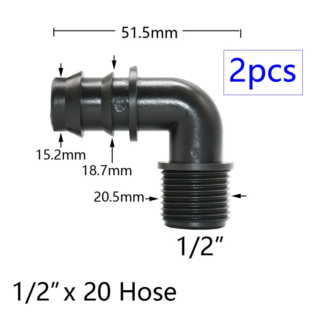 2pcs 1/2" 3/4" 1" Thread To Barb 16mm 20mm 25mm 32mm PE Hose Connector Adapter Gagriculture Irrigation System Pipe Coupler