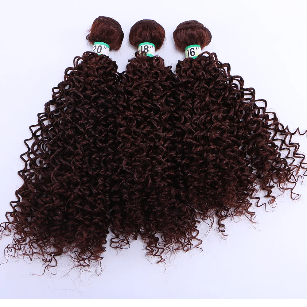 Afro Kinky Curly Hair Extension High Temperature Synthetic Hair Weaving for Women golden Grey pure color 3 Bundles