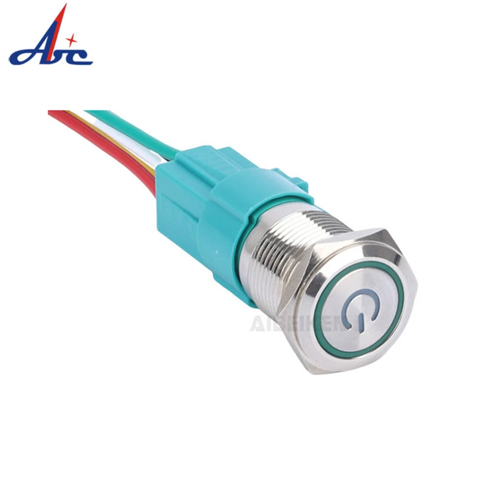 

16mm Waterproof Metal Push Button Switch With LED light RED BLUE GREEN YELLOW Self-locking or Momentary