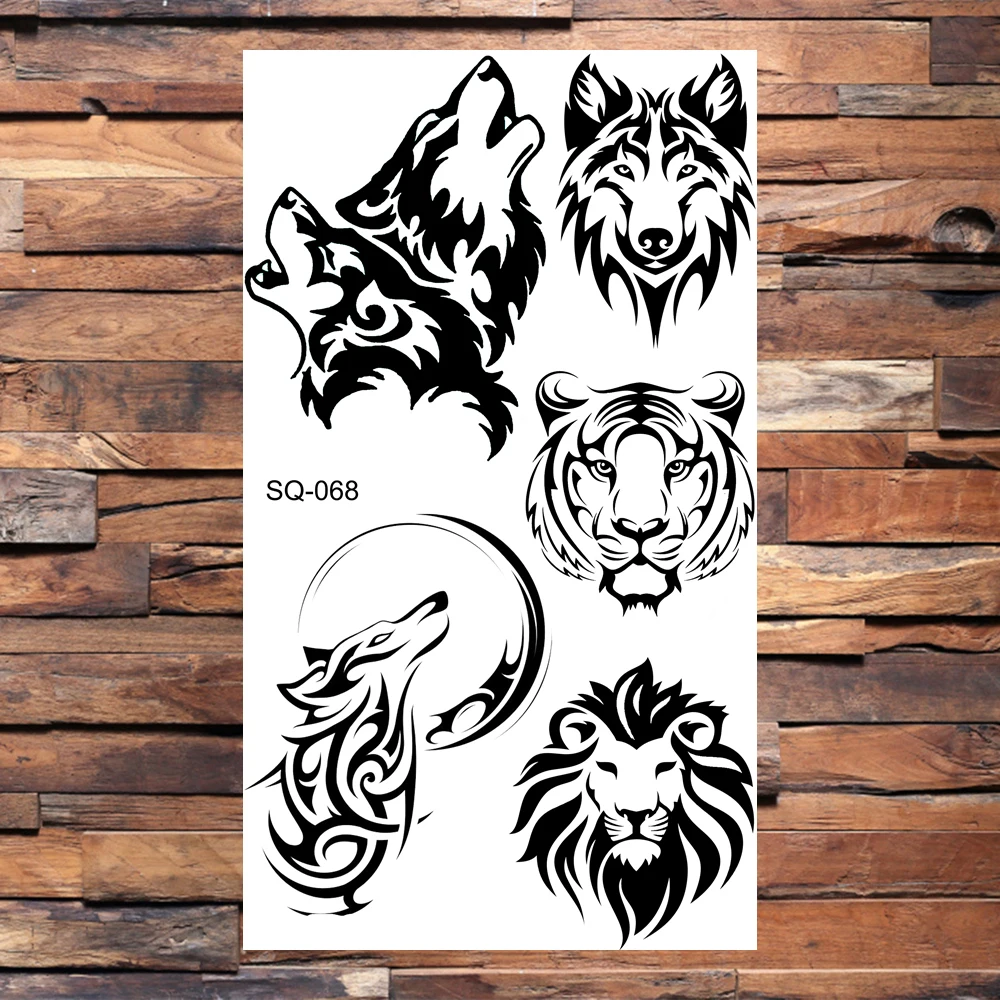 Black Scorpion Temporary Tattoos For Adults Men Realistic Dragon Wolf Tiger Thorns Fake Tattoo Sticker Hand Leg Tatoos Creative 5