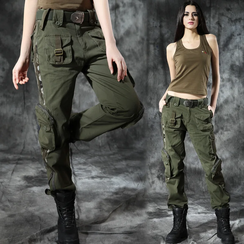 Outdoor Multi Pocket Long Pants Wear Resistant Pure Cotton Fabric Hiking Camping Climbing Women Loose Straight Trousers hiking pants