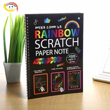 Carnet de notes magique couleur arc en ciel pour enfants, jouets de dessin pour bricolage, papier de peinture à gratter, jouets éducatifs créatifs, 26x19cm
