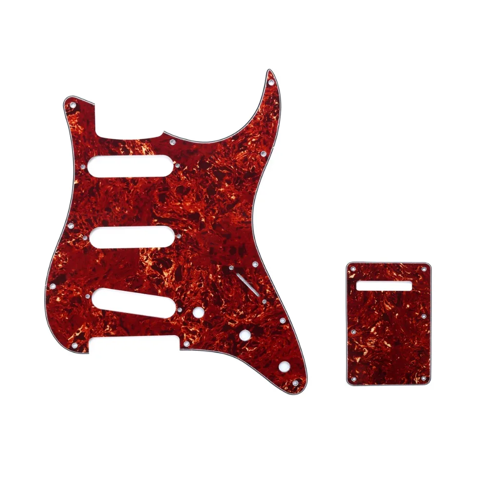 Musiclily SSS 11 Отверстие Страт гитары накладку и BackPlate набор для Fender США/мексиканский стандарт Stratocaster, 4Ply Винтаж черепаха