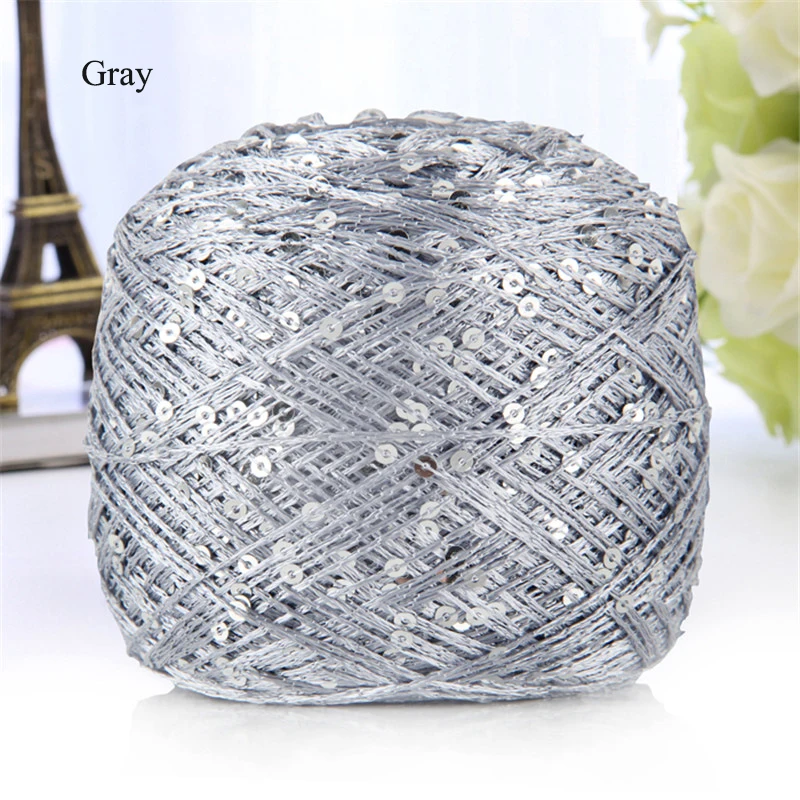 2pcs(200g) Fashion Summer Ice Silk Line Feature Sequins Line Yarn Diy Hand-knitted Wool Thread Sweater Scarft Hats Accessories - Цвет: Серый