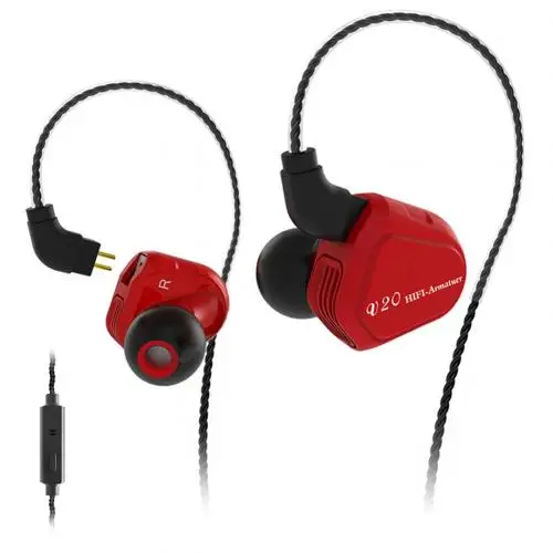 Red With Mic TRN V20 портативный бас-вкладыш съемный HiFi бас музыкальный наушник шумоподавление микрофон Проводные спортивные наушники - Цвет: Red With Mic