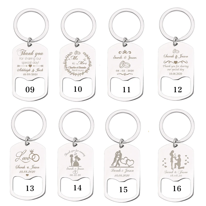 20pcs Personalized Engraved Stainless Steel Beer Bottle Opener Keychains keyrings Wedding Party Gift Favor Openers Organza Bag 8 Hea3571fbb461491aa5a9bfb9a70ae2aaS
