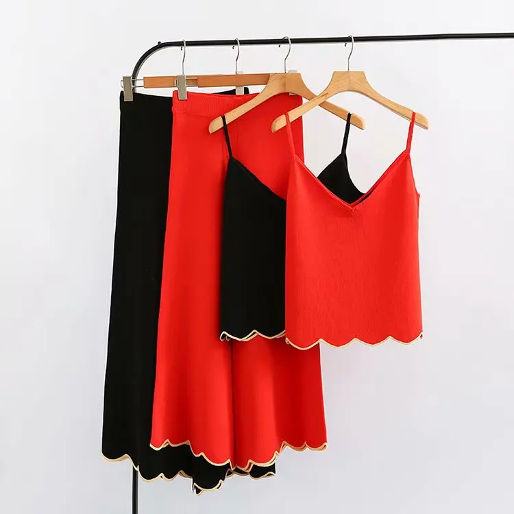 

New Style WOMEN'S Dress Scalloped-Edge Culottes 2018 Europe And America Celebrity Style Versatile Slimming High-waisted Knitted