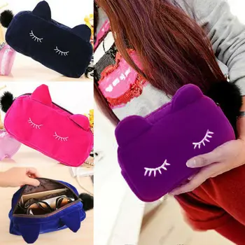 

Ladies Cute Cosmetic Bag Cat Print Wash Bag Toiletries Travel MakeUp Bags