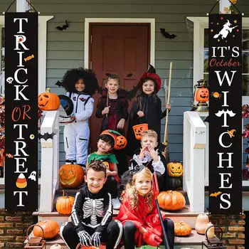 

3Pcs/Set Reusable Halloween Banner Atmosphere Party Supplies Decorative Porch Sign Door Banner Hanging Decor Ornament 2Pcs/Set
