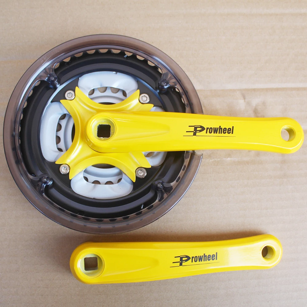 yellow PROWHEEL 42T 7-8 скоростей диаметра окружности болтов(горный велосипед цвет передняя Звездочка велосипеда квадратное отверстие рукоятки - Цвет: yellow