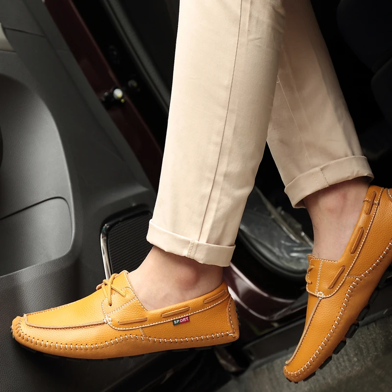Spring and autumn men's shoes comfortable high quality lightweight lace loafers leathe non-slip wear-resistant large size 47