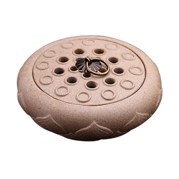 

Antique Purple Clay Lotus Coil Incense Burner Crafts Ornaments Creative Incense Holder Zen Buddhist Ornaments