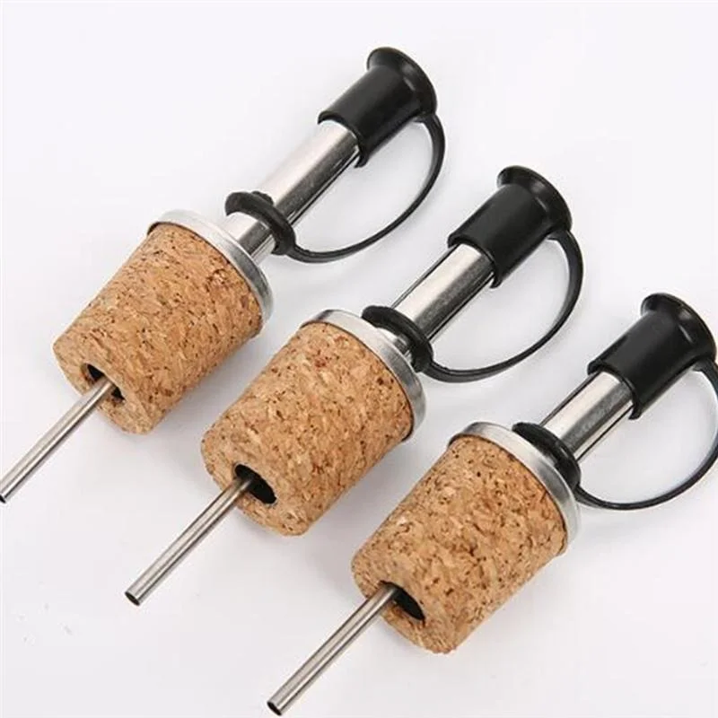 Stainless Steel Wine Pourer Cork Design Bottle Dust Cover Olive Oil Alcohol Bottle Pour Spout Cover 6Pcs
