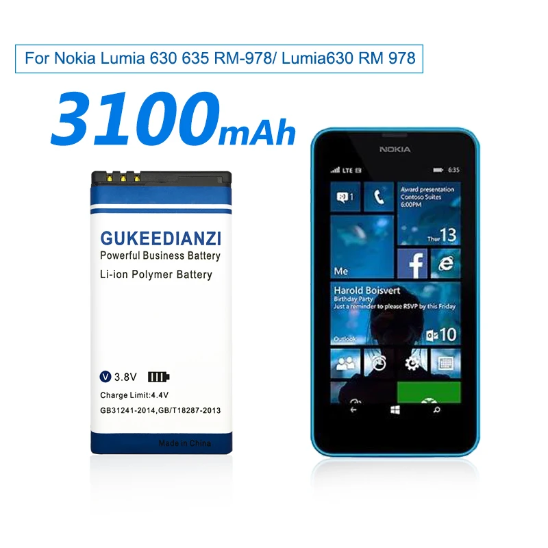 GUKEEDIANZI 3100 мАч BL-5H аккумулятор для Nokia Lumia 630 Lumia630 RM-977 RM-978 Moneypenny RM 977 978 литий-ионный полимерный аккумулятор