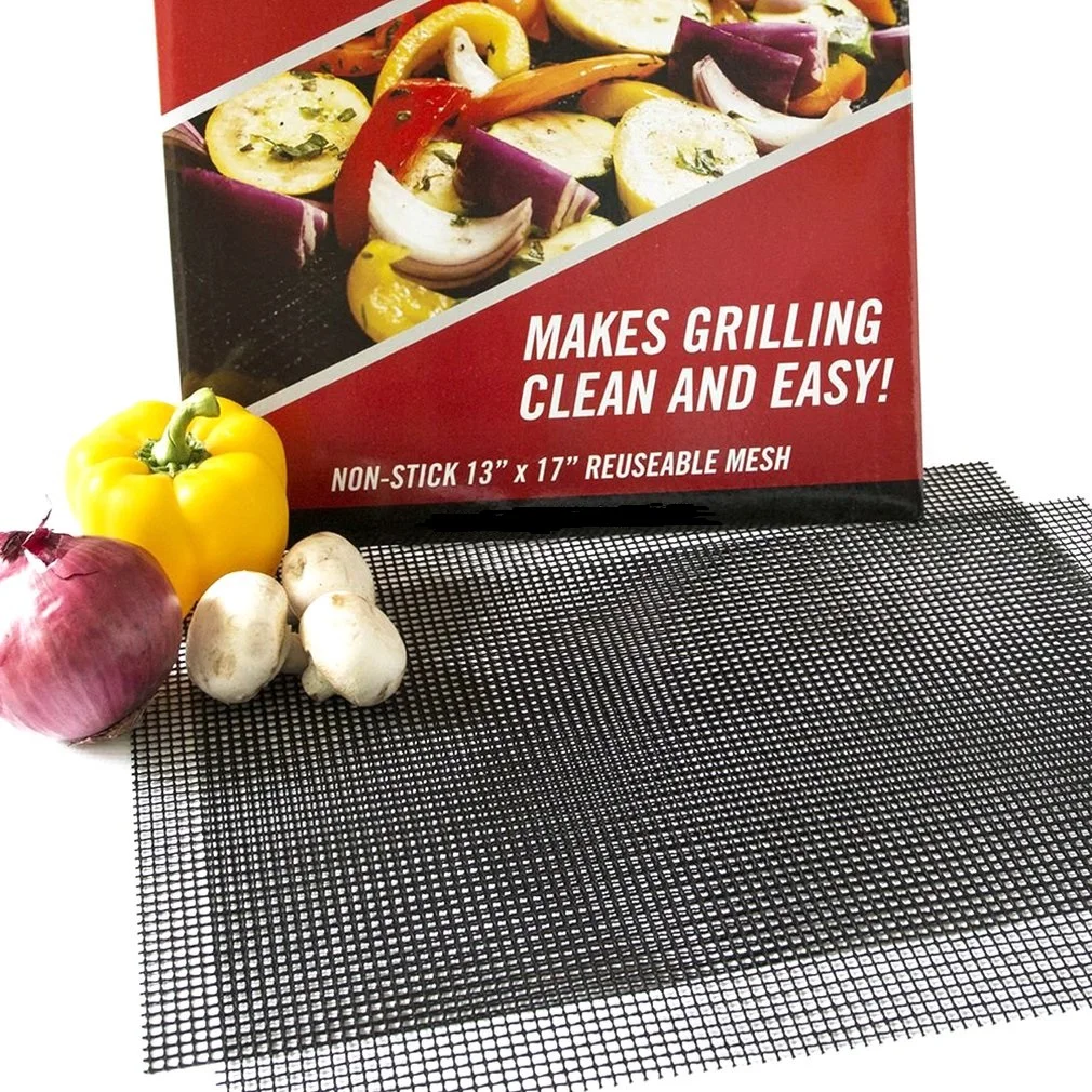 3pcs/set Non-stick Barbecue Grilling Mats High Security BBQ Mat PTFE Coated Fiberglass Mesh 400*330mm BBQ Sheet Pad Accessories