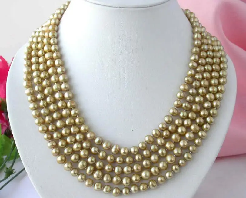 

100" 8mm round champagne freshwater pearl necklace
