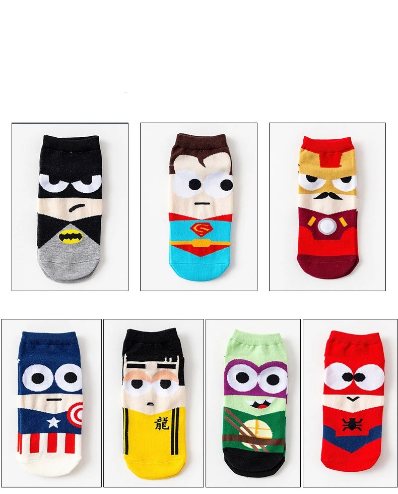 Коллекция года, 1 пара коротких носков с супергероями для детей и подростков детские носки с изображением Капитана Америка для мальчиков, лодка для взрослых, носки с изображением Человека-паука