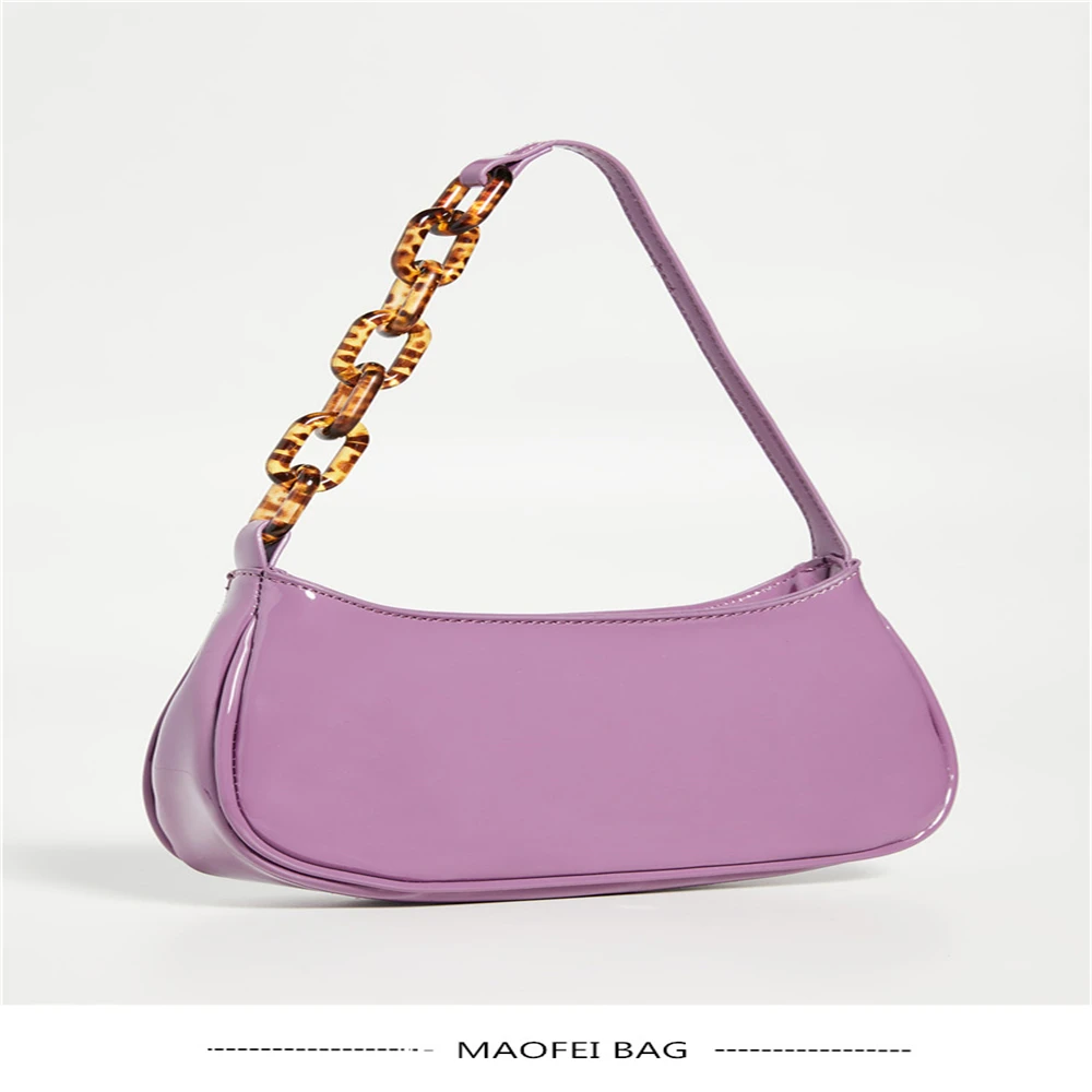 

Sugar color handbags New 2019 Vintage acrylic chain underarm bag one-shoulder baguette fashion women bag