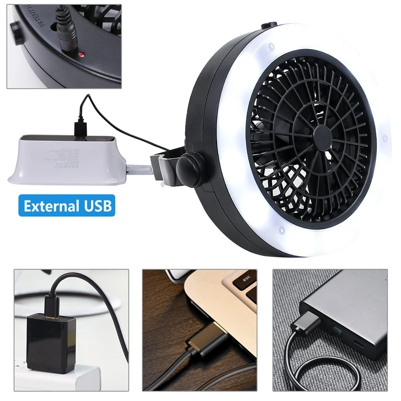 Tent Fan Light Led Camping Hiking Gear Equipment Usb Powered Outdoor Portable Ceiling Lamp Camping Equipment