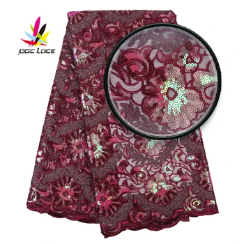 

African Mesh Lace Fabric With Sequins 2019 Hot Sale High Quality swiss voile Embroidered Lace Fabric For Wedding Dress AMY3046B