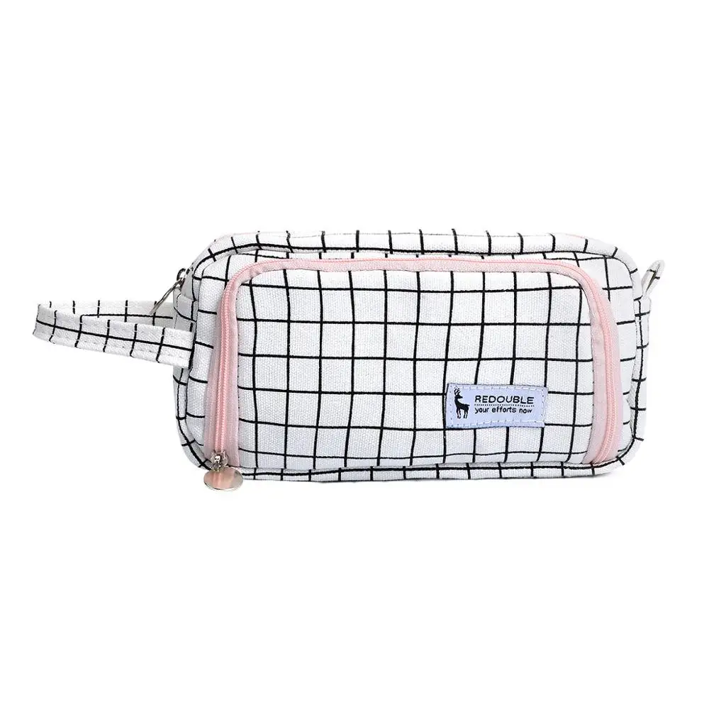 Полосатый пенал сплошной цвет школьные принадлежности trousse scolaire stylo двухслойные