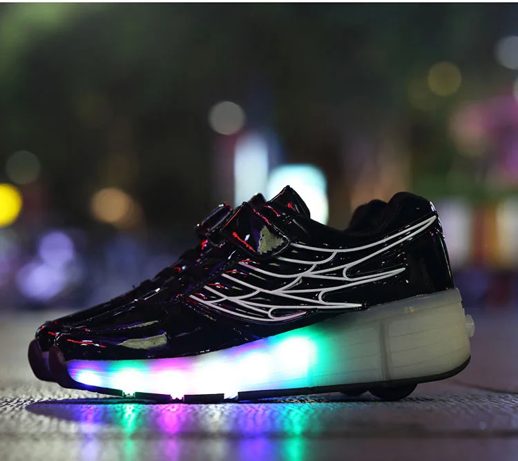 Heelys USB зарядка светодиодный Красочные Дети Мода кроссовки с одного колеса роликовые коньки обувь для мальчиков и девочек