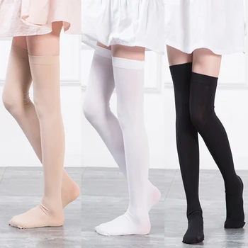 

1Pair Mini Women Girls Fashion School Student SocksSpring Summer Opaque Over Knee Thigh High Elastic Sexy Stockings Black/White