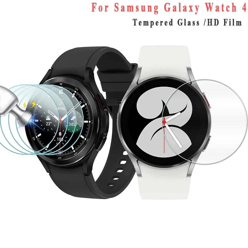

4PCS Tempered Glass /HD Film For Samsung Galaxy Watch 4 40mm 44mm Watch4 Classic 42mm 46mm 9H Clear Full Screen Protector Film
